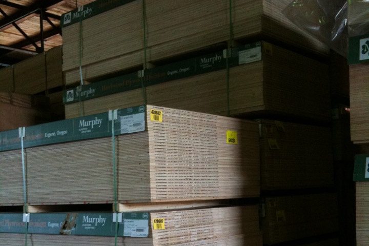 stacks of plywood